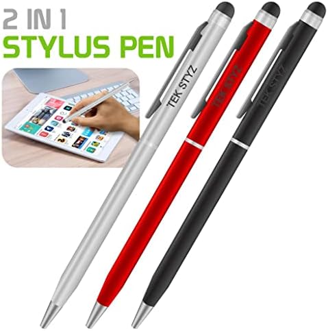 Pro Stylus Pen עבור Samsung SM-T560 עם דיו, דיוק גבוה, צורה רגישה במיוחד וקומפקטית למסכי מגע [3 חבילה-שחור-אדום-סילבר]